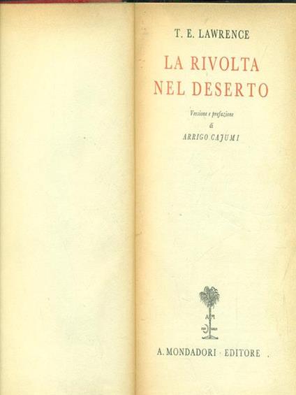 La rivolta nel deserto - Thomas Edward Lawrence - copertina