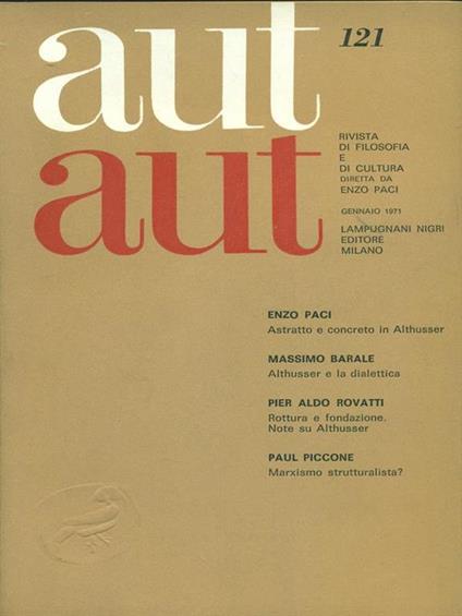 Aut aut n. 121 / gennaio 1971 - copertina