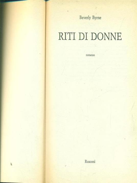 Riti di donne - Beverly Byrne - copertina