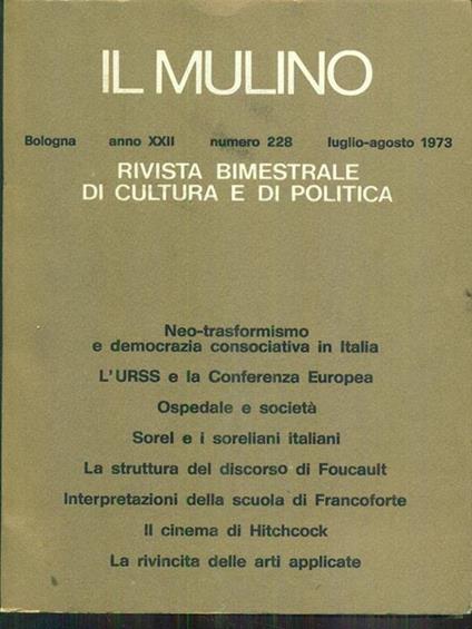 Il Mulino 228 / luglio-agosto 1973 - copertina