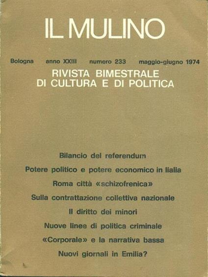 Il Mulino 233 / maggio. giugno 1974 - copertina