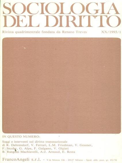 Sociologia del diritto 1993. XX-1 - copertina