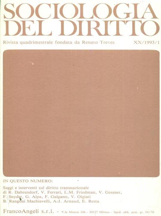 Sociologia del diritto 1993. XX-1 - copertina