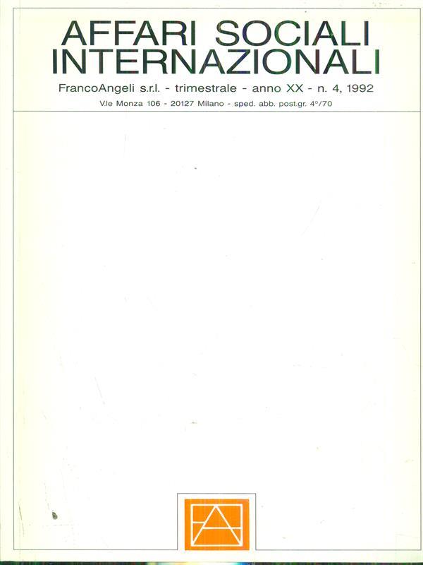 Affari sociali internazionali 4/1992