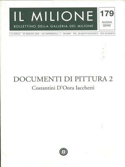 Documenti di pittura 2 - copertina