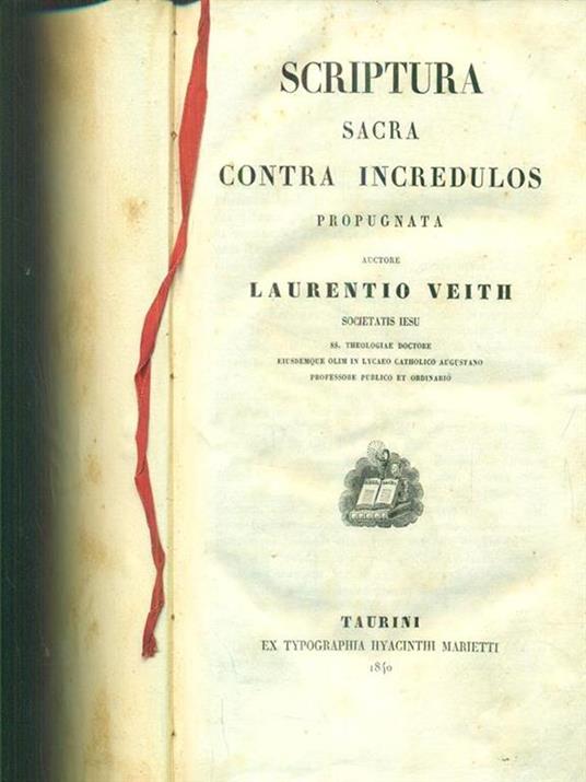Scriptura sacra contra incredulos propugnata - Lorenz Veith - copertina