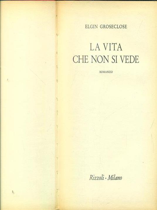La vita che non si vede - Elgin Groseclose - copertina