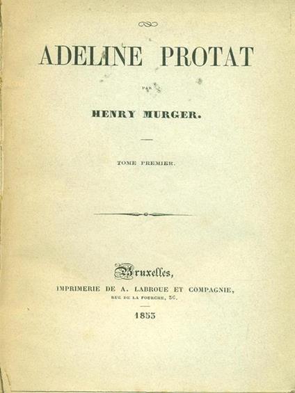 Adeline Protat - Henry Murger - copertina