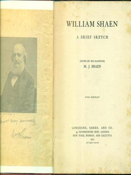 William Shaen a brief sketch - M. J. Shaen - copertina