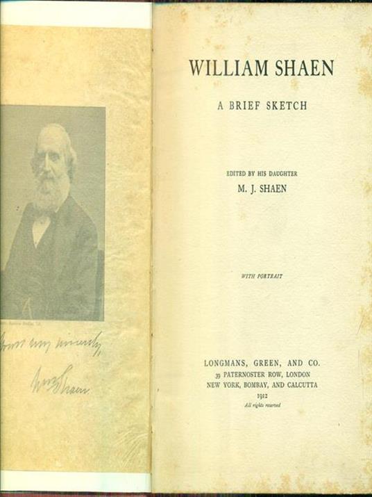 William Shaen a brief sketch - M. J. Shaen - copertina
