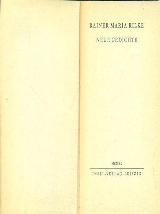 Neue Gedichte - Rainer M. Rilke - copertina