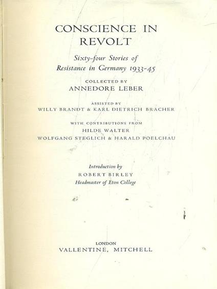 Coscience in revolt - Annedore Leber - copertina