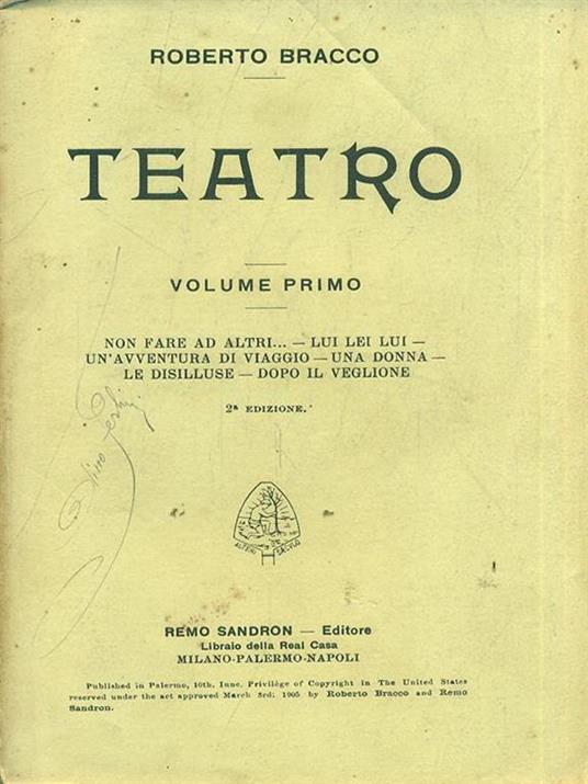 Teatro. Vol. I - Roberto Bracco - copertina