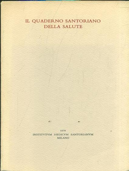 Il quaderno santoriano della salute - copertina