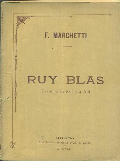 Ruy Blas Dramma lirico in quattroatti - copertina