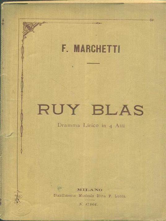 Ruy Blas Dramma lirico in quattroatti - copertina