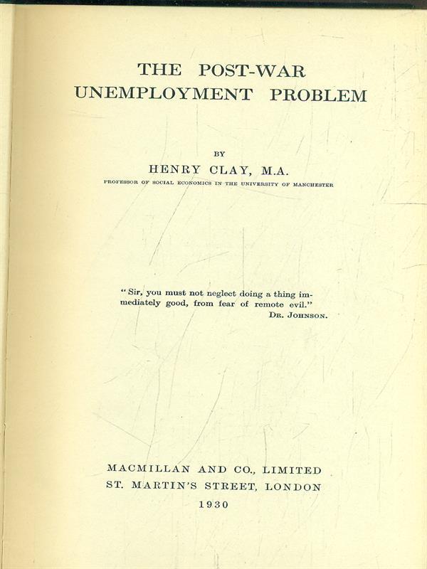 The post-war unemployment problem
