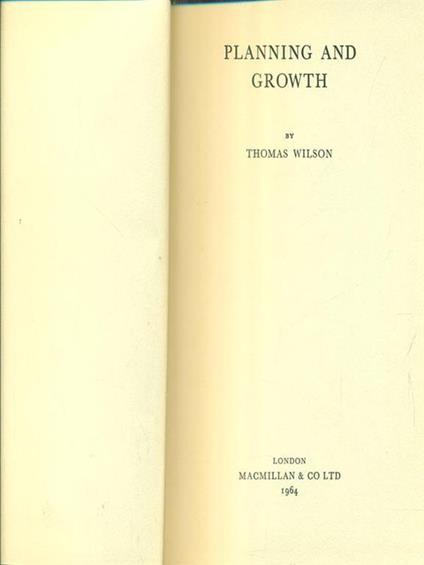 Planning and growth - Thomas Wilson - copertina