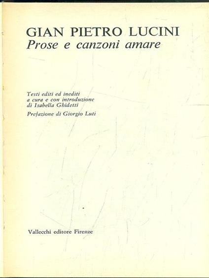 Prose e canzoni amare - G. Pietro Lucini - copertina