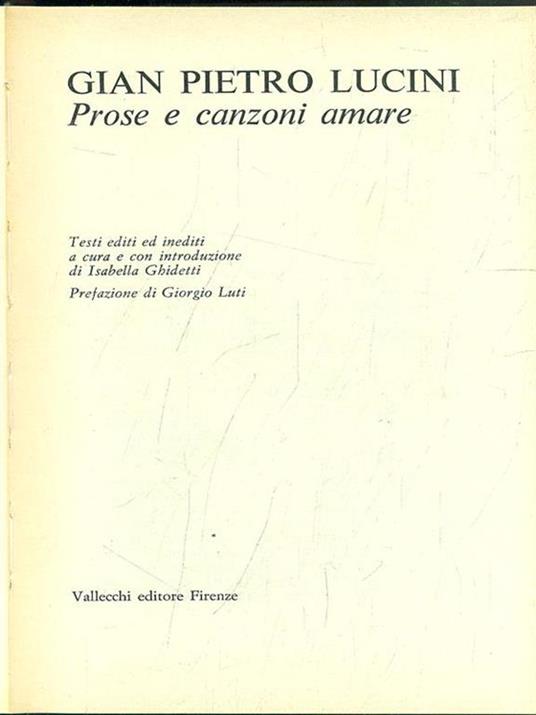 Prose e canzoni amare - G. Pietro Lucini - copertina