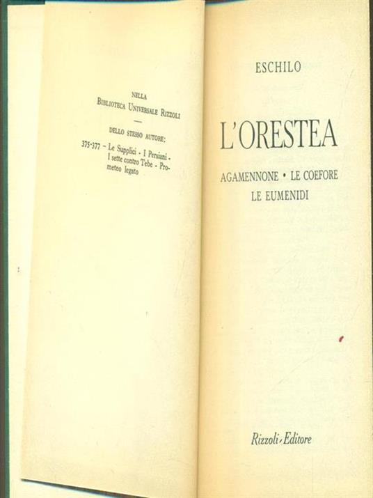 L' orestea - Eschilo - copertina