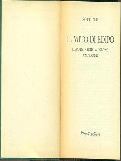 Il mito di Edipo - Sofocle - copertina