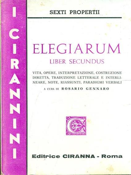 Elegiarum. Liber secundus - Sesto Properzio - copertina