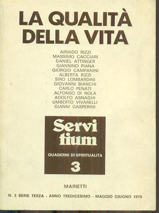 Servitium 3 serie III. La qualità della vita - copertina