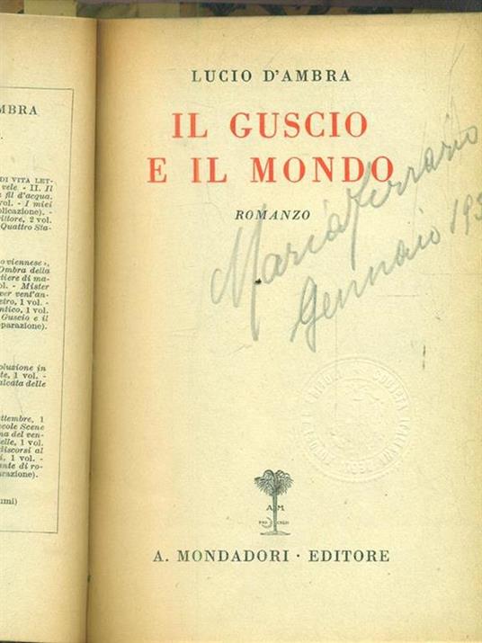 Il guscio e il mondo - Lucio D'Ambra - copertina