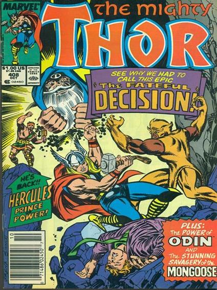 The Mighty Thor No. 408, October 1989 - copertina