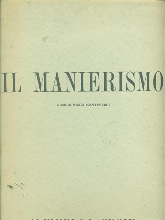 Il manierismo - Mario Monteverdi - copertina