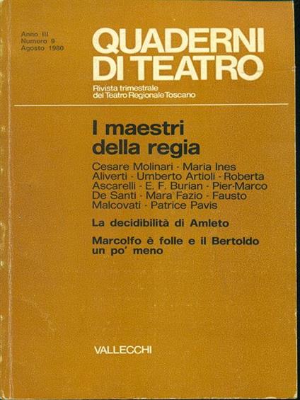 Quaderni di teatro n. 9/agosto 1980 - copertina