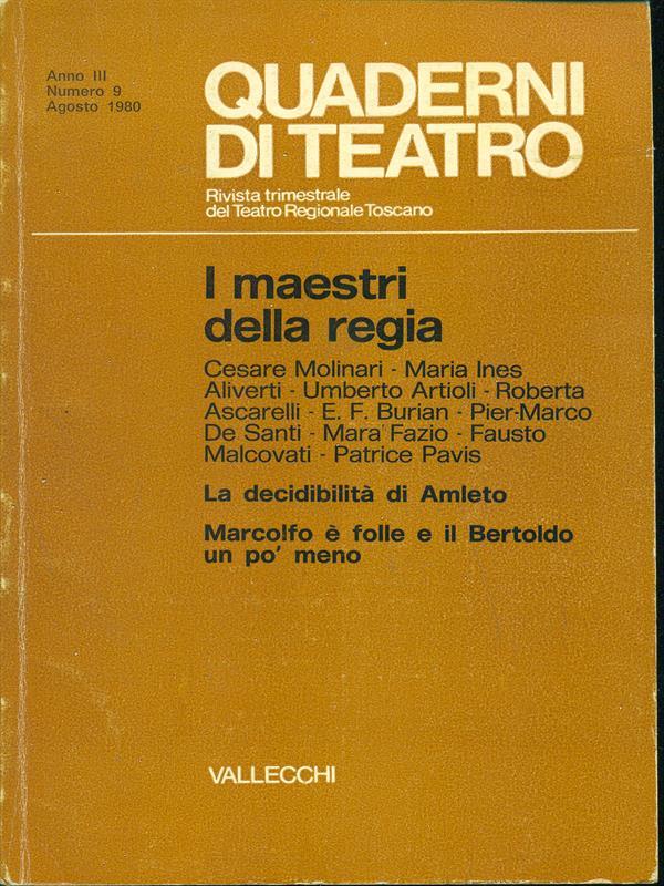 Quaderni di teatro n. 9/agosto 1980