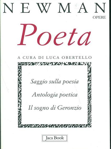 Saggio sulla poesia, Antologia poetica, Ilsogno di Geronzio - John H. Newman - copertina