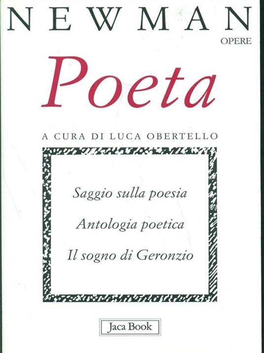 Saggio sulla poesia, Antologia poetica, Ilsogno di Geronzio - John H. Newman - copertina