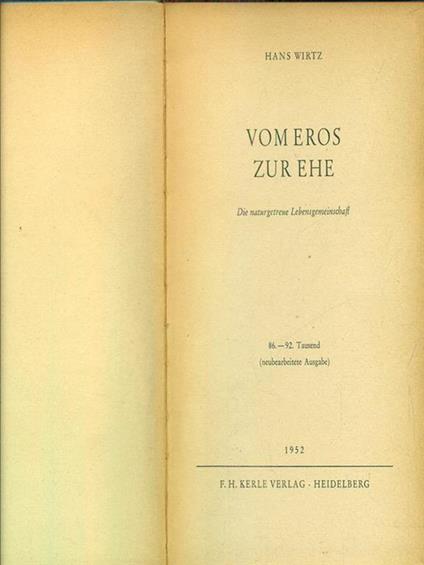 Vom Eros Zur Ehe - copertina