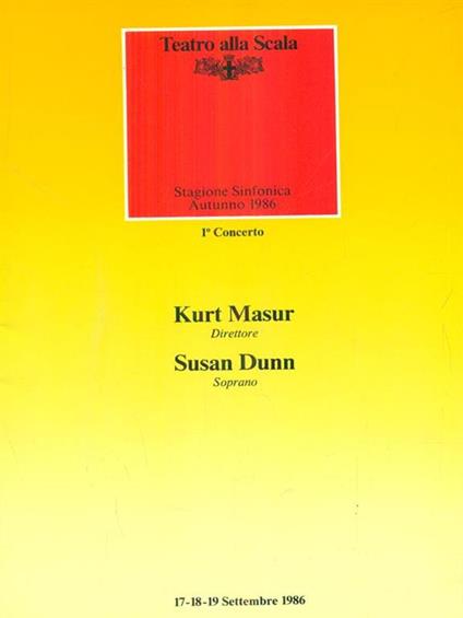 Teatro alla scala autunno 1986 / 1 concerto - copertina