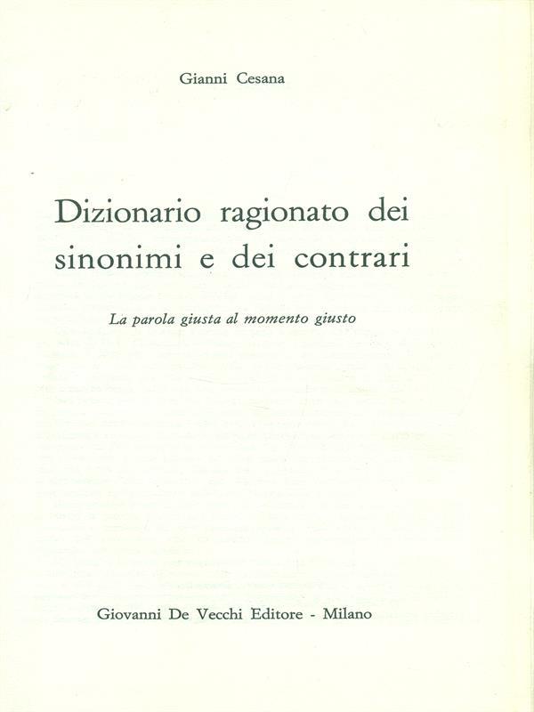 Dizionario ragionato dei sinonimi e dei contrari