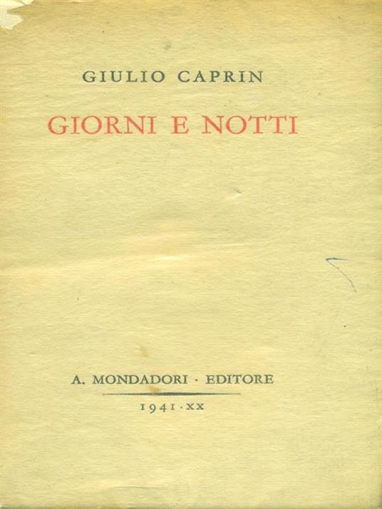 Giorni e notti - Giulio Caprin - copertina