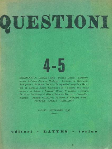 Questioni 4-5. Luglio Settembre 1957 - copertina