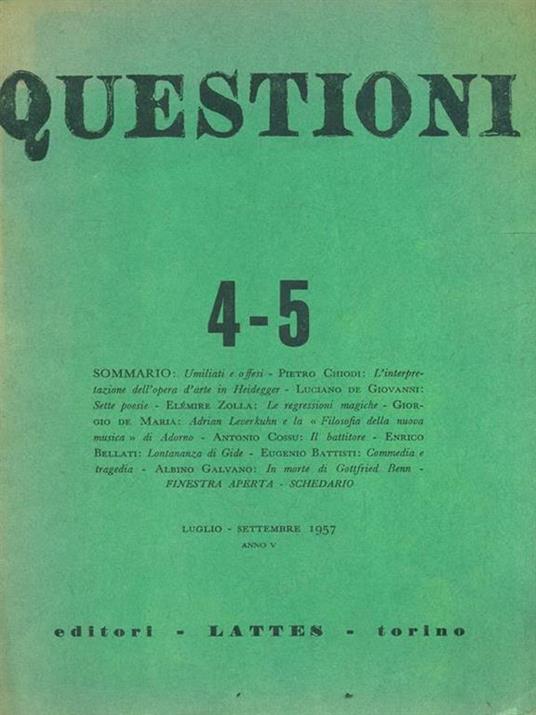 Questioni 4-5. Luglio Settembre 1957 - copertina