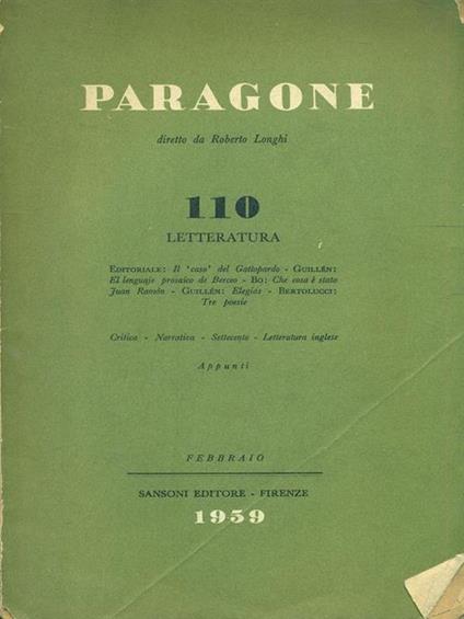 Paragone Anno IX. Numero -110 Febbraio 1959 - copertina