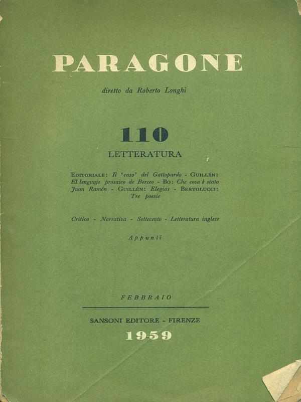 Paragone Anno IX. Numero -110 Febbraio 1959