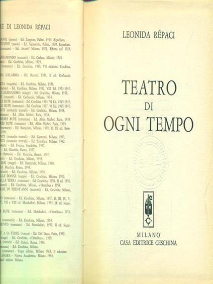 Teatro d'ogni tempo - Leonida Rèpaci - copertina