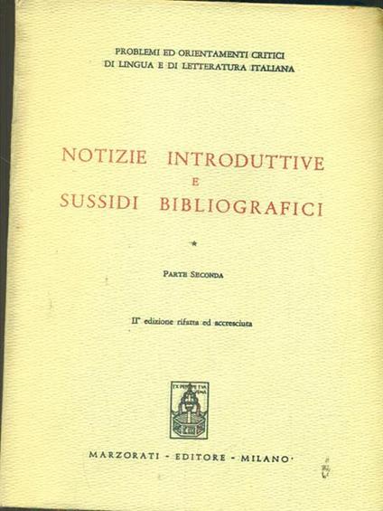 Notizie introduttive e sussidi bibliografici Iparte seconda - copertina