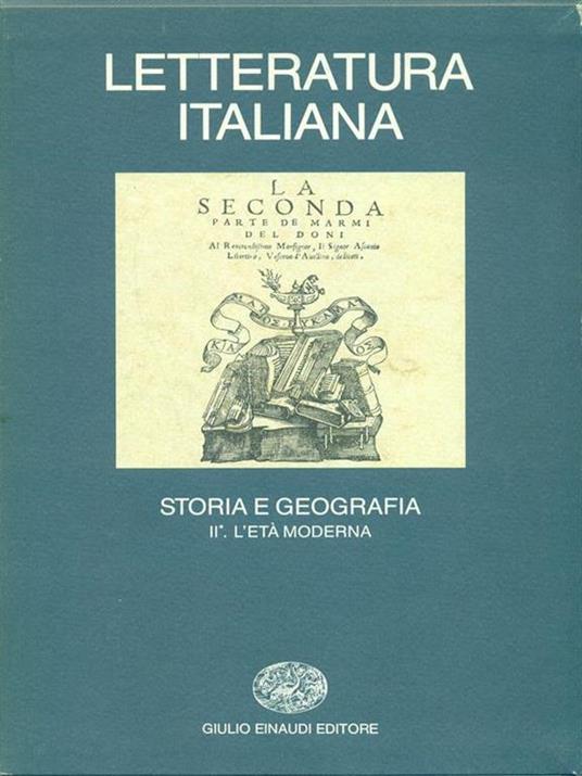 Letteratura italiana Storia e geografia II L'età moderna 2 vol - copertina