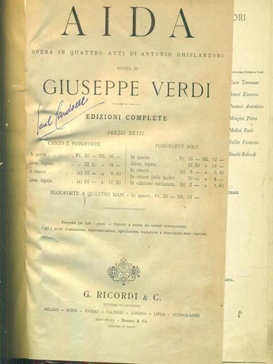 Aida - Giuseppe Verdi - copertina