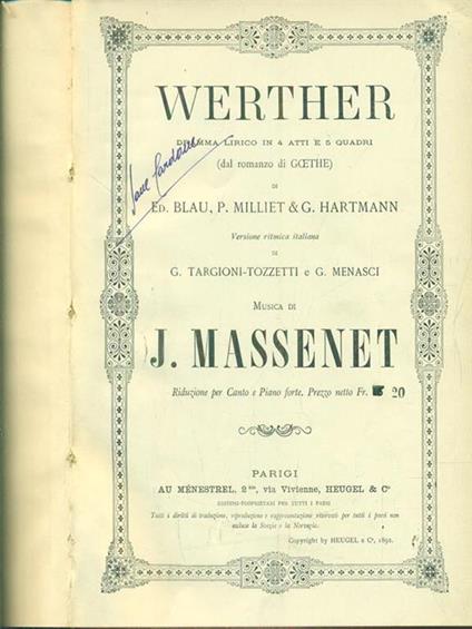Werther - Jules Massenet - copertina