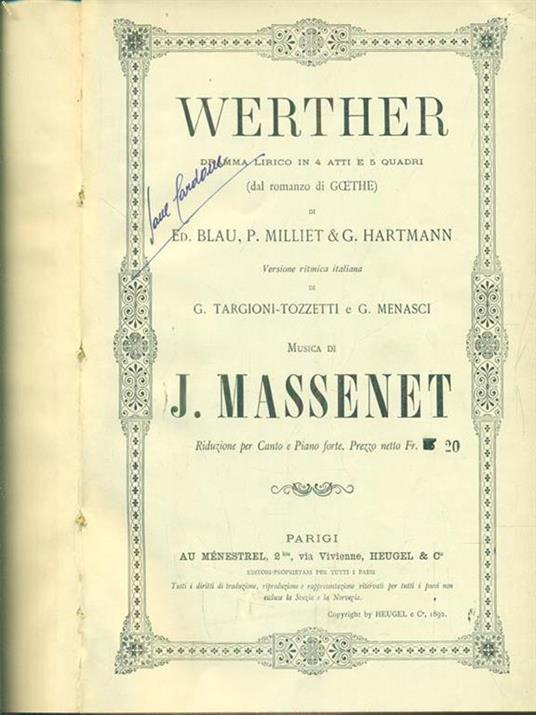 Werther - Jules Massenet - copertina