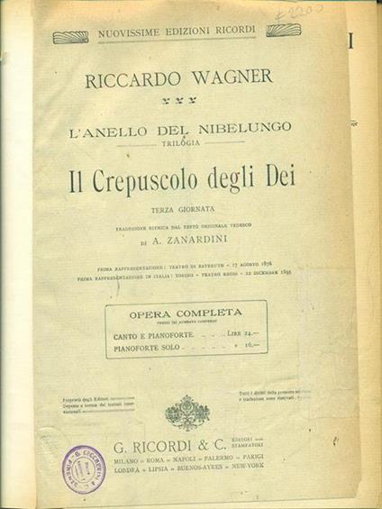 Il crepuscolo degli dei - Richard Wagner - copertina
